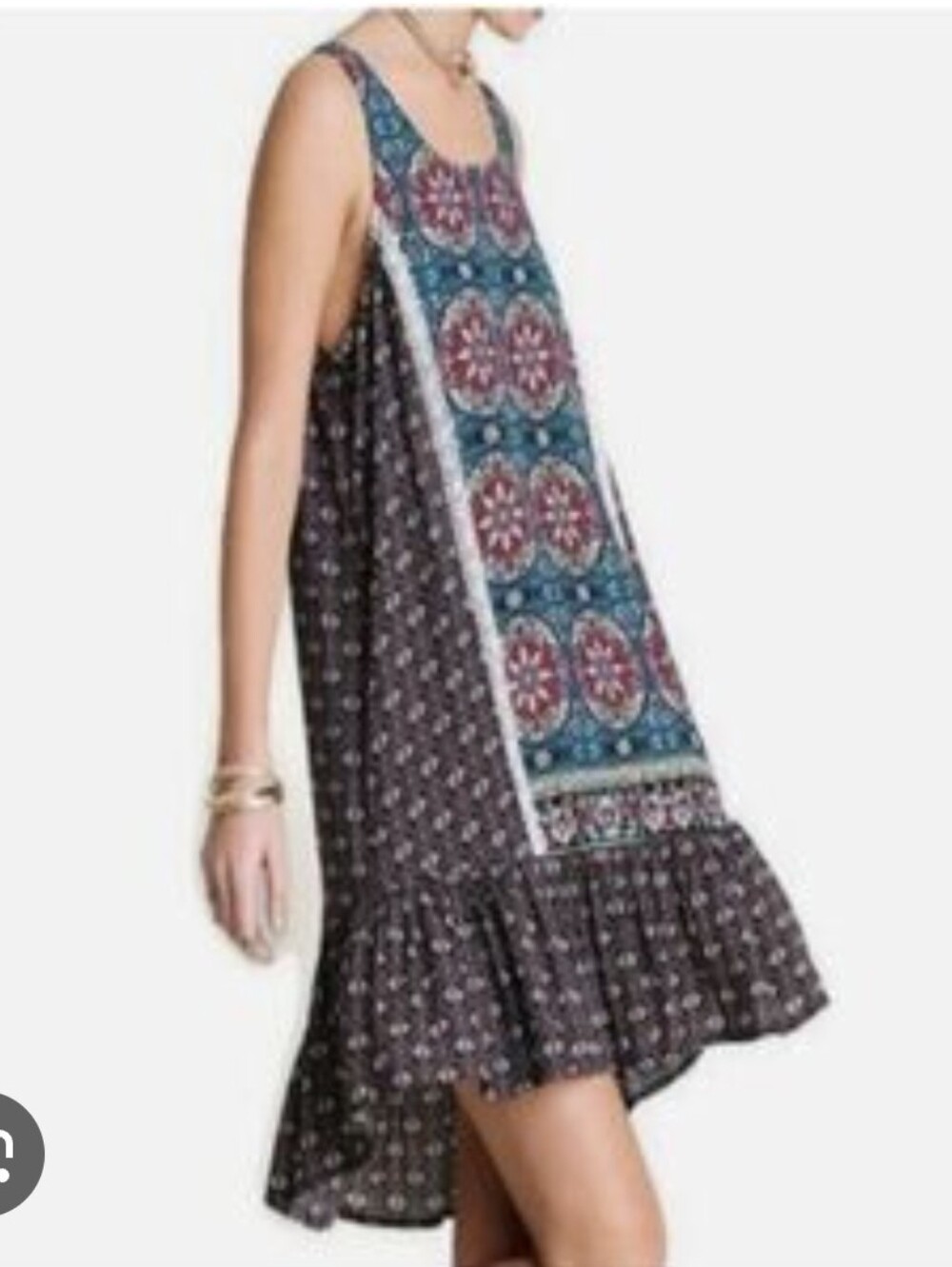 NWOT Umgee Floral Embroidered Shift Mini Dress Tunic Tank Size Large